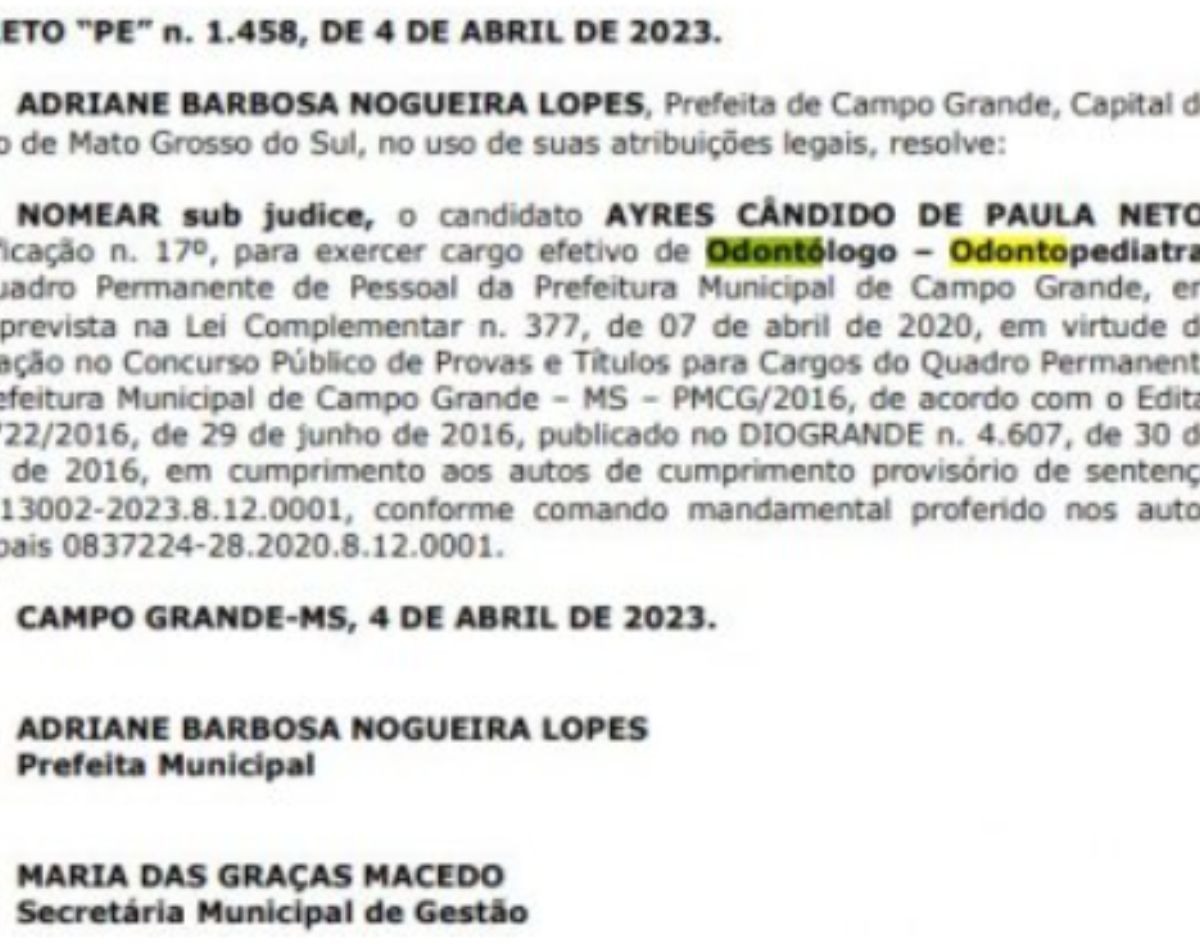 Sioms ganha recurso e odontopediatra é nomeado em Campo Grande